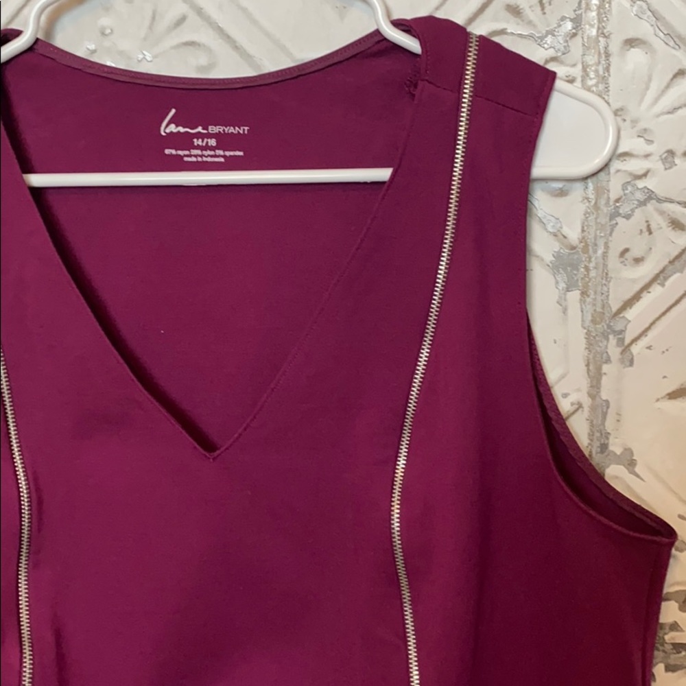 Magenta tank top zipper blouse